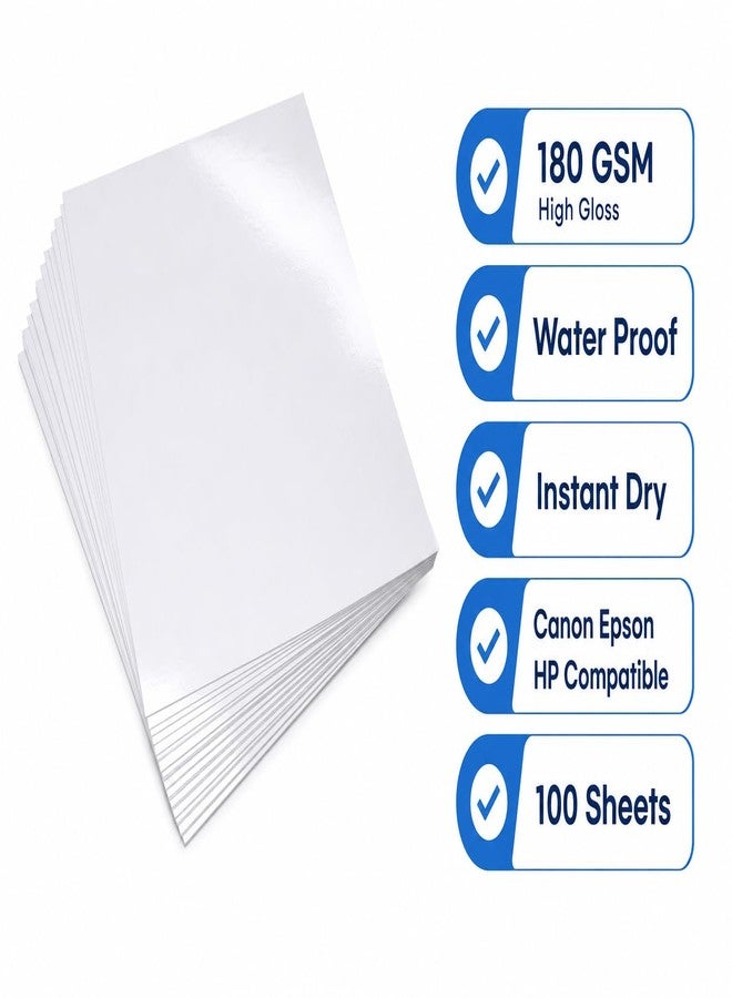 LRS A4 Glossy Photo Paper 180 GSM - Water Proof, Instant Drying, Pack of 100 Sheets | Compatible with All Inkjet Printers | Canon Epson HP | High Gloss Finish - Image 3