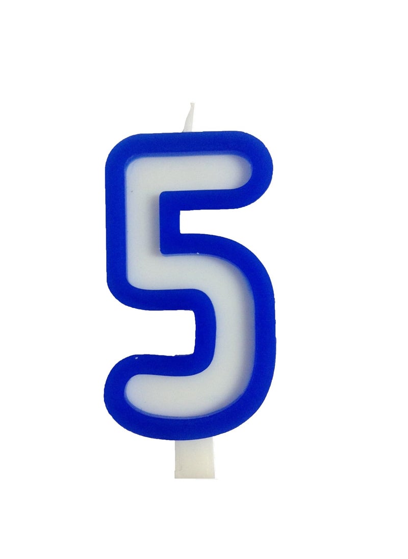 Funcart Funcart Blue and White Numerical 5 Style Candle for 5th Birthday DecorationCake TopperCake DecorationBirthday Decoration  - Image 1