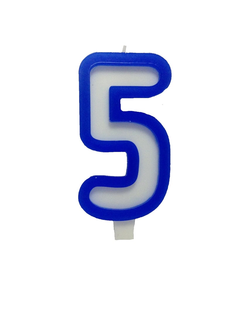 Funcart Funcart Blue and White Numerical 5 Style Candle for 5th Birthday DecorationCake TopperCake DecorationBirthday Decoration  - Image 2
