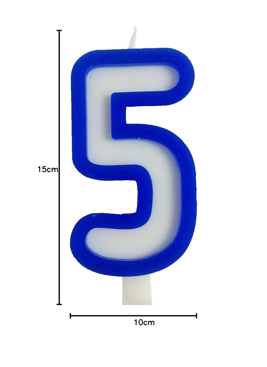 Funcart Funcart Blue and White Numerical 5 Style Candle for 5th Birthday DecorationCake TopperCake DecorationBirthday Decoration  - Image 3