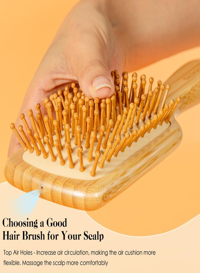 GAINWELL Bamboo Hair Brush for Hair Growth, Natural Bamboo Bristles Detangling Square Wooden Paddle Hairbrush for Massaging Scalp, for Women Men and Kids, for All Hair Types, with Ergonomic Handle - Image 2