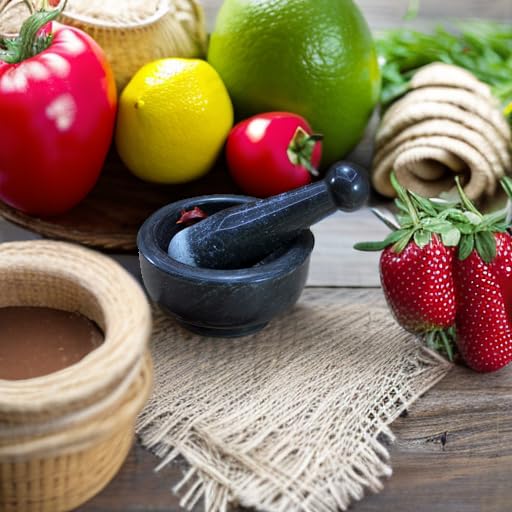 KLEO 5 Wide Black Natural Stone Mortar and Pestle Set as Spice Medicine Grinder Masher Okhli And Musal - Image 5