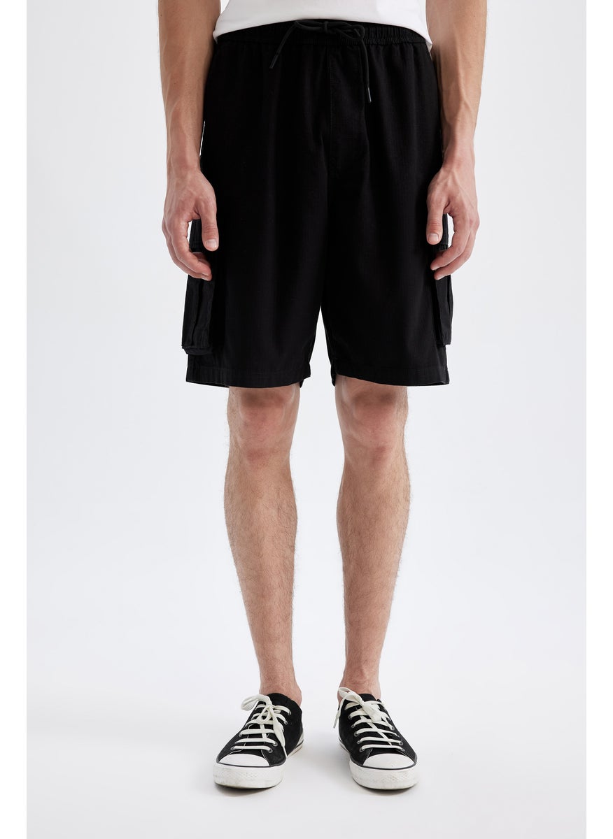 Man Cargo Fit Gabardine Regular Hem Bermuda
