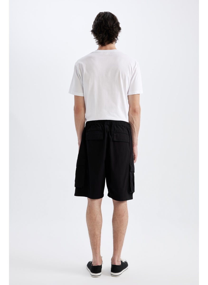 Man Cargo Fit Gabardine Regular Hem Bermuda