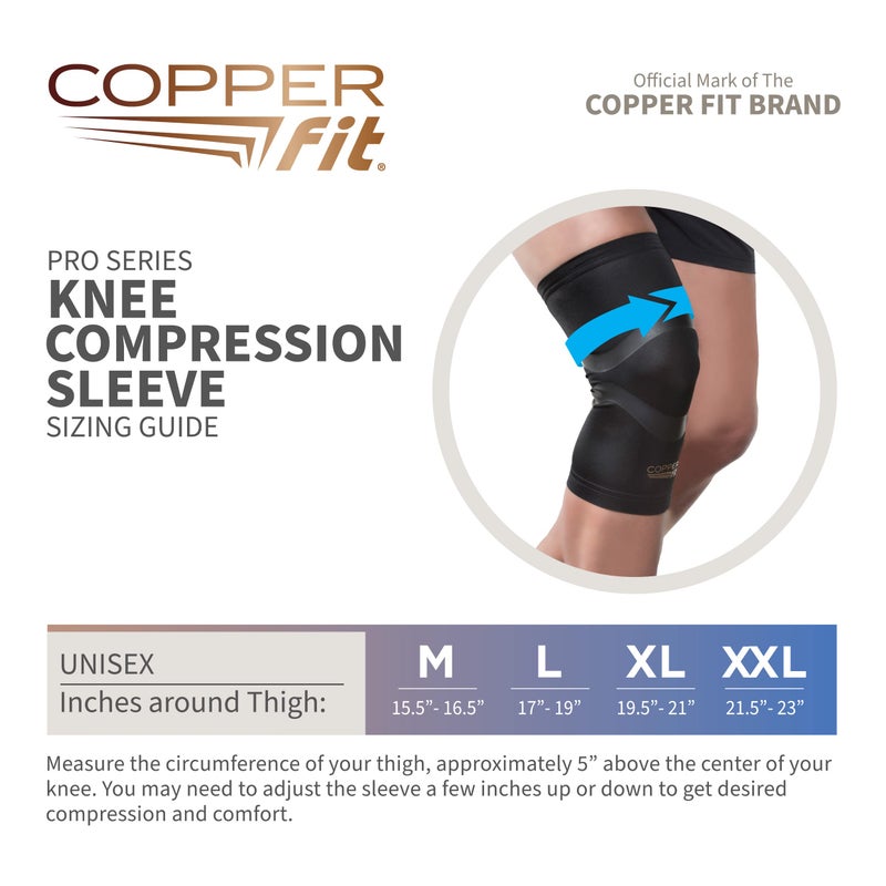 Copper Fit Pro Series Compression Knee Sleeve, Black with Copper Trim, X-Large,Packaging may Vary - Image 3