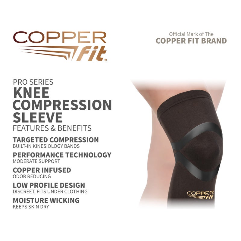 Copper Fit Pro Series Compression Knee Sleeve, Black with Copper Trim, X-Large,Packaging may Vary - Image 2