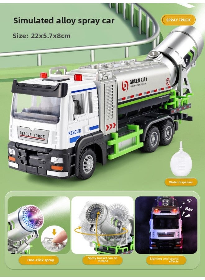 [Boxed] Tianying Alloy Simulation Engineering Haze Spray Car Sound And Light Pull Back Car Model Toy 8987B-Color:Haze Spray Car