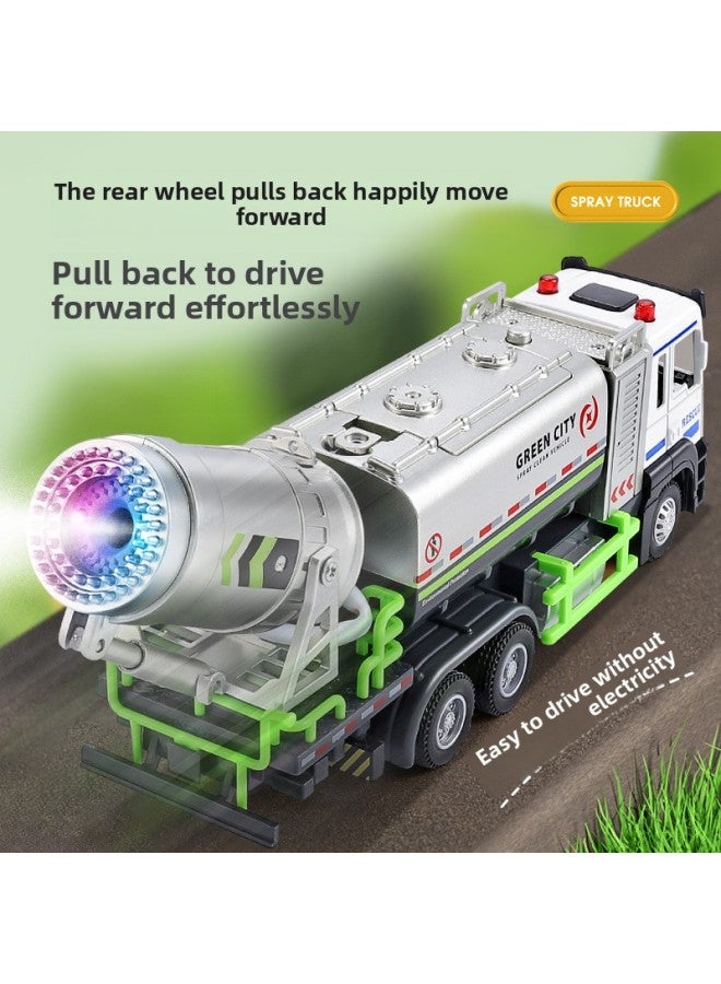[Boxed] Tianying Alloy Simulation Engineering Haze Spray Car Sound And Light Pull Back Car Model Toy 8987B-Color:Haze Spray Car