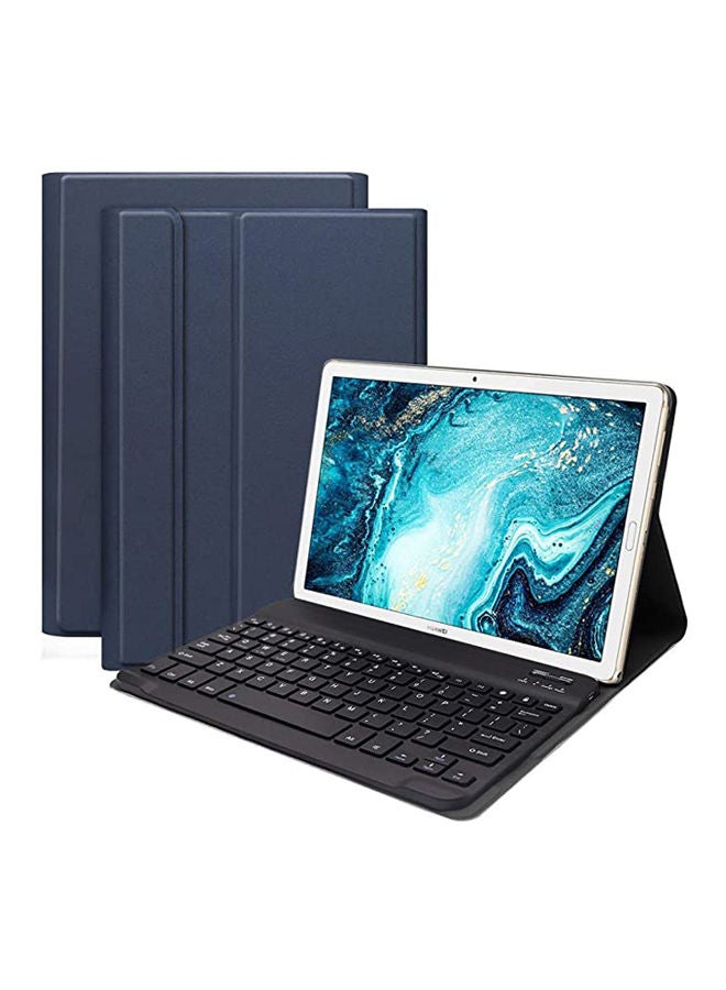 Ultra Thin Pu Leather Slim Folio Stand Cover Removable Wireless Tooth Keyboard Case For Huawei Mediapad M6 10.8 （） Blue - Image 1
