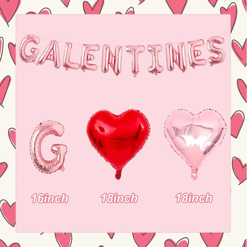 Tagberoy Rose Gold Galentines Balloons, 16 Inch Galentines Day Balloons Red Rose Gold Heart Balloon for Galentines Party Hotel Room Office Classroom Decor - Image 2