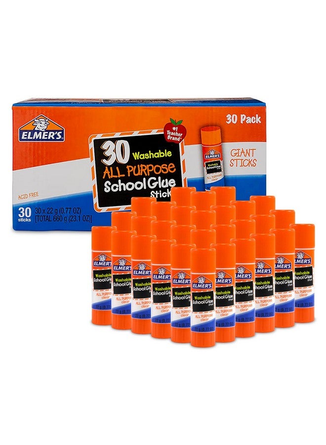 إلمرز أعواد غراء مدرسية متعددة الاستخدامات من إلمرز، قابلة للغسل، 22 جرامًا، 30 قطعة - Image 1