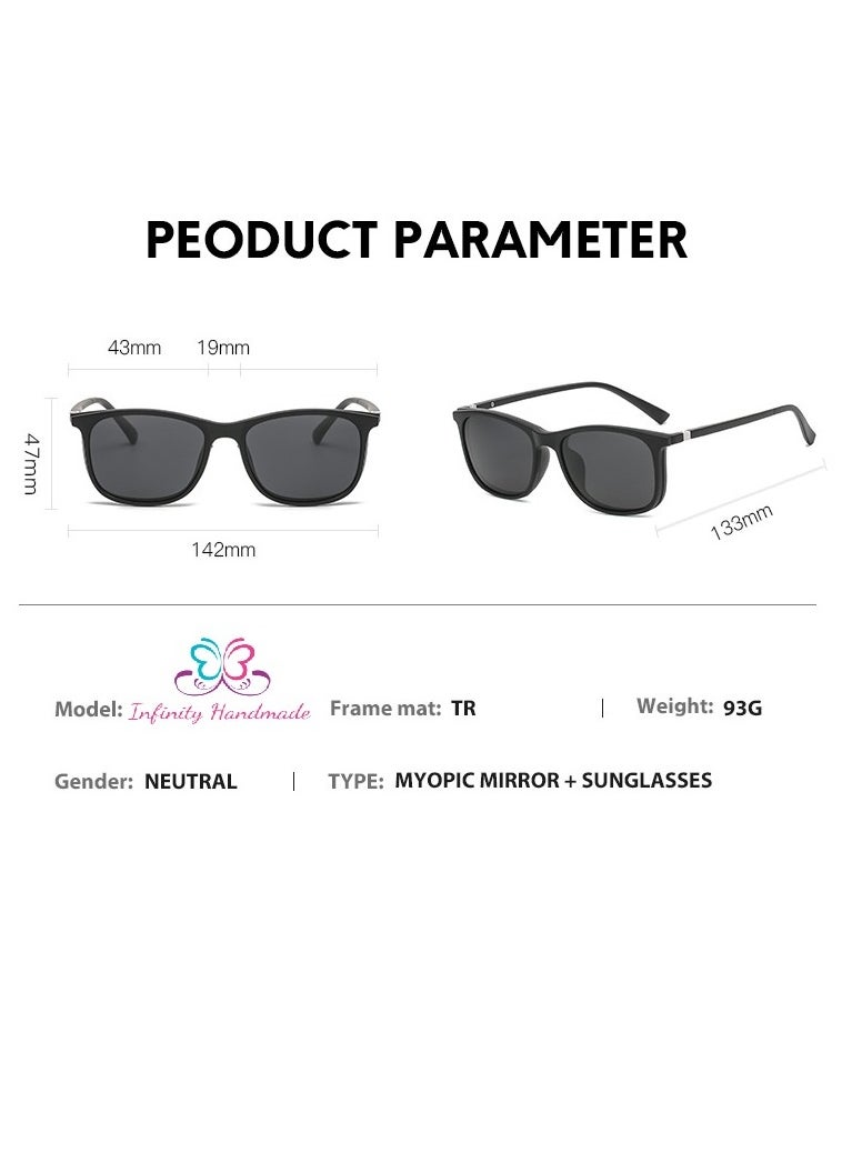 Generic - Unisex sunglasses featuring a TR90 base frame with four magnetic replacement lenses in various colors, polarized sunglasses, superior UV400 protection, and an elegant leather case, perfect for a special gift. Exclusively from INFINITYHANDMADE. - Image 1