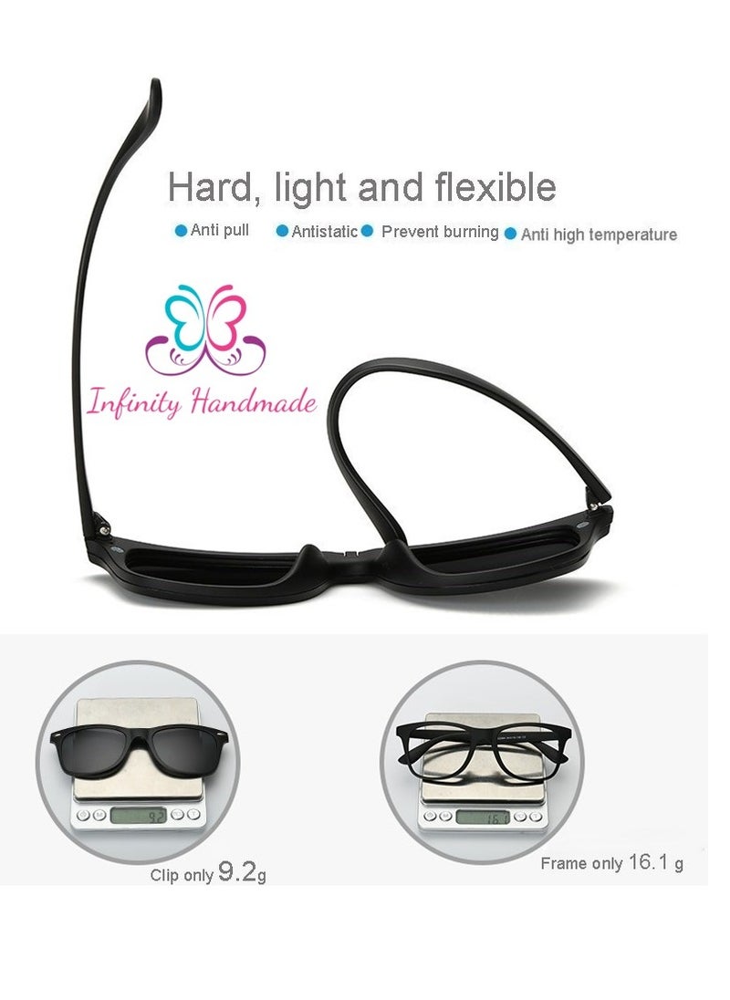Generic - Unisex sunglasses featuring a TR90 base frame with four magnetic replacement lenses in various colors, polarized sunglasses, superior UV400 protection, and an elegant leather case, perfect for a special gift. Exclusively from INFINITYHANDMADE. - Image 1