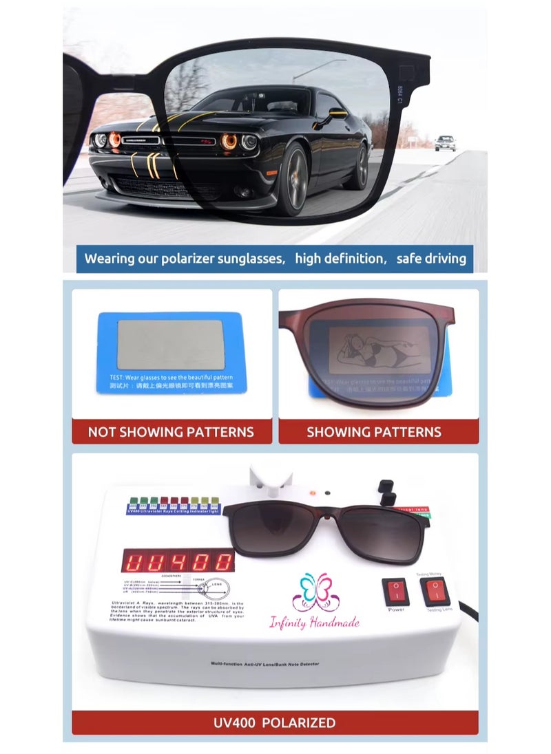 Generic - Unisex sunglasses featuring a TR90 base frame with four magnetic replacement lenses in various colors, polarized sunglasses, superior UV400 protection, and an elegant leather case, perfect for a special gift. Exclusively from INFINITYHANDMADE. - Image 1