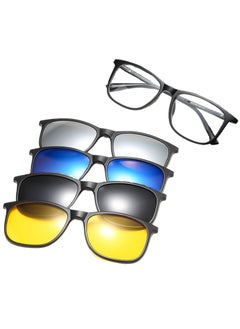Unisex sunglasses featuring a TR90 base frame with four magnetic replacement lenses in various colors, polarized sunglasses, superior UV400 protection, and an elegant leather case, perfect for a special gift. Exclusively from INFINITYHANDMADE.