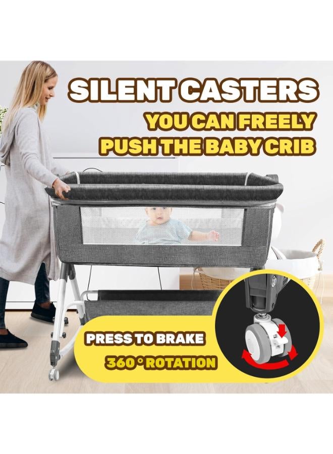 Foldable Baby Bassinet with Mosquito Net & Silent Wheels – Adjustable Height (AB010011‑1) - Image 4
