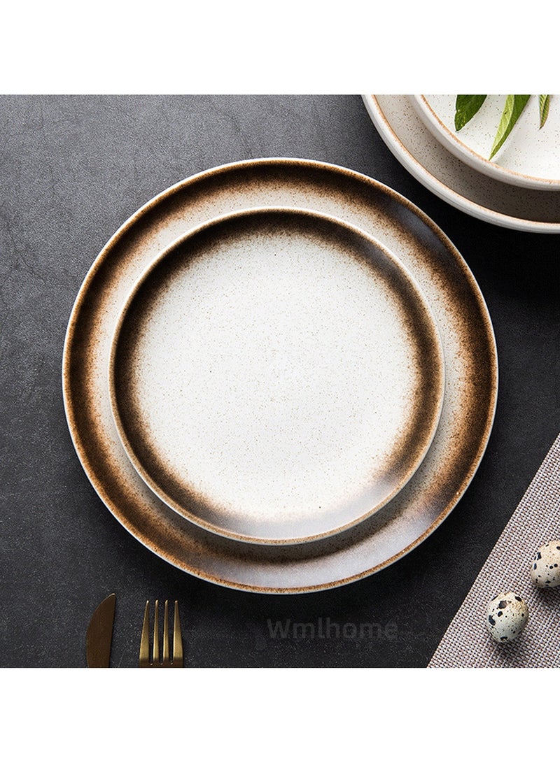 واملهوم أطباق عشاء كلاسيكيات مطاعم المطبخ الكلاسيكية، أطباق عشاء كلاسيكيات مطاعم المطبخ، أواني عشاء مستديرة مستديرة 26 سم منزلية مبتكرة للوجبات الخفيفة الغربية - Image 2