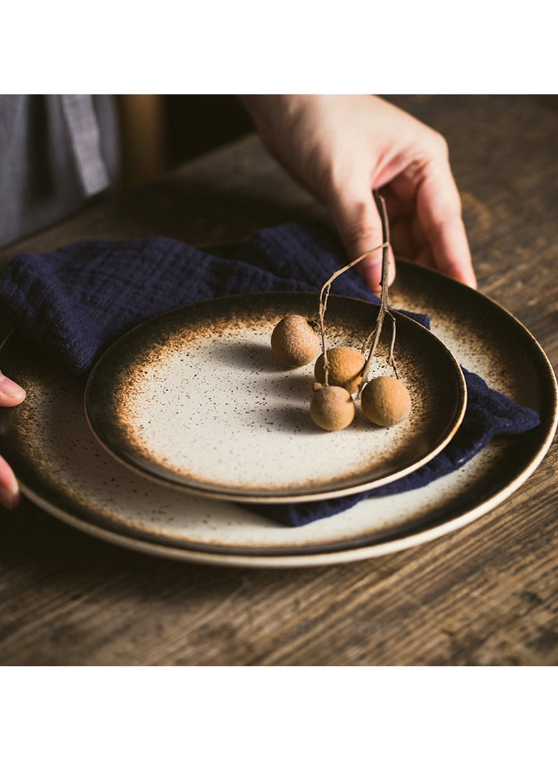 واملهوم أطباق عشاء كلاسيكيات مطاعم المطبخ الكلاسيكية، أطباق عشاء كلاسيكيات مطاعم المطبخ، أواني عشاء مستديرة مستديرة 26 سم منزلية مبتكرة للوجبات الخفيفة الغربية - Image 3