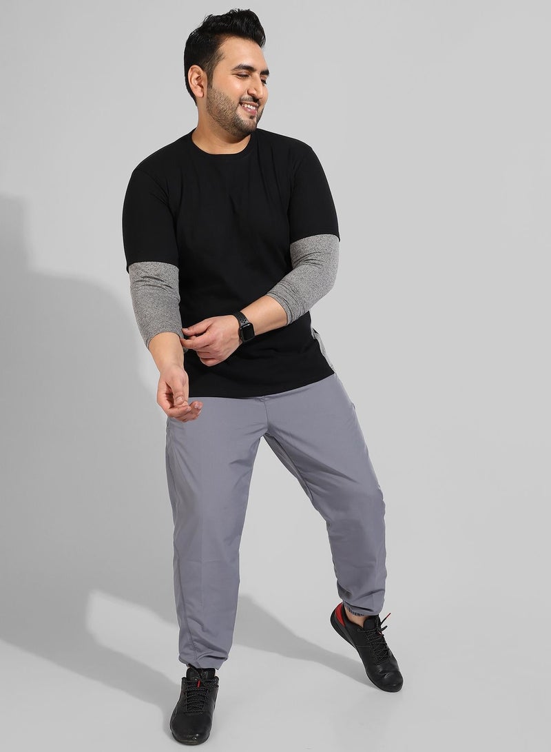 Instafab Plus Men's Black Colourblocked Regular Fit  Casual T-Shirt - Image 5