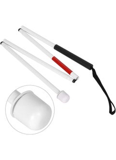 klarako Folding Blind Cane, 50 Aluminum Walking Stick with Red Reflective Tape, Rubber Handle and Wrist Strap  - Image 3