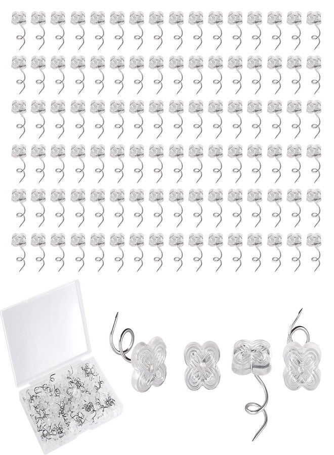 lasuroa 100pcs Bed Skirt Pins, 0.43 Inch Twist Pins with Clear Heads Upholstery Tacks Headliner Pin for Slipcovers and Bedskirts Holders (Four-Leaf Clover) - Image 1