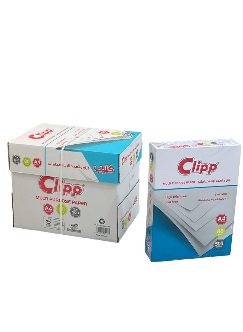 CLIPP 80 GSM A4 Size 5 Reams Per Carton Box - Image 1