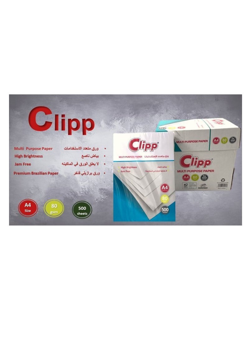 CLIPP 80 GSM A4 Size 5 Reams Per Carton Box - Image 2