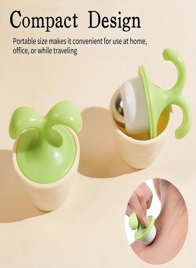 KINTEGOOD 2 Pack Mini Potted Plant Eye and Face Massage Roller, Handheld Desk Decor Roller Ball for Neck and Body - Image 5