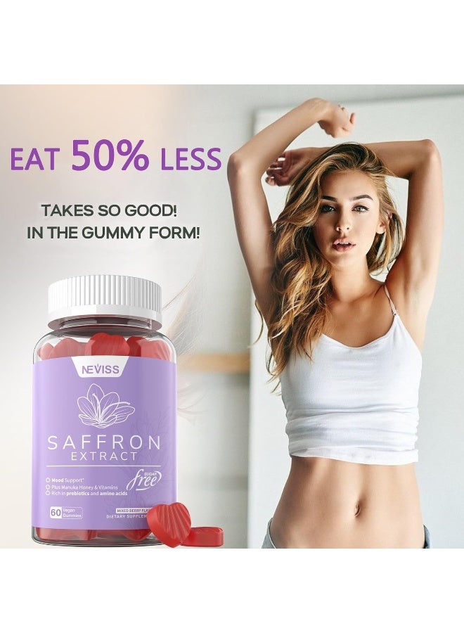 NEVISS Sugar Free Saffron Gummies - Saffron Supplement Gummies 100% Pure Saffron Extract Whole Herb Gummies with Honey for Mood & Power, Vitamin B6, B12, D3, C - Organic, Vegan, Mixed Berry Flavor - 120Cts - Image 4