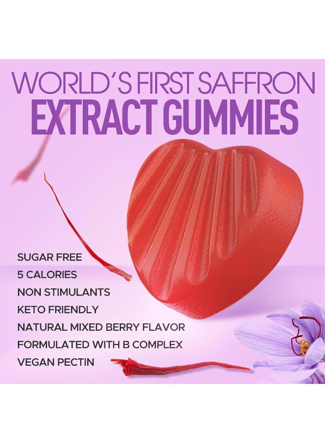 NEVISS Sugar Free Saffron Gummies - Saffron Supplement Gummies 100% Pure Saffron Extract Whole Herb Gummies with Honey for Mood & Power, Vitamin B6, B12, D3, C - Organic, Vegan, Mixed Berry Flavor - 120Cts - Image 5