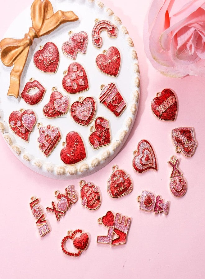 CEALXHENY 25/40PCS Valentine's Day Charms for Jewelry Making, Metal, Rhinestone - Image 2