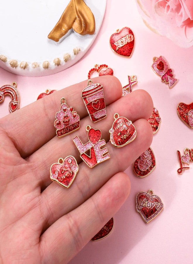 CEALXHENY 25/40PCS Valentine's Day Charms for Jewelry Making, Metal, Rhinestone - Image 4