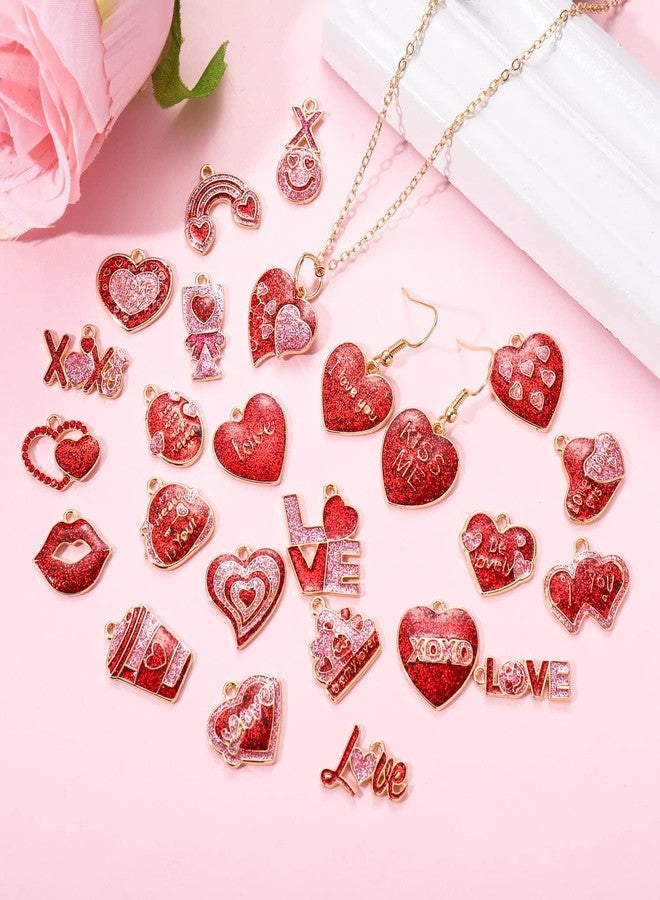 CEALXHENY 25/40PCS Valentine's Day Charms for Jewelry Making, Metal, Rhinestone - Image 3