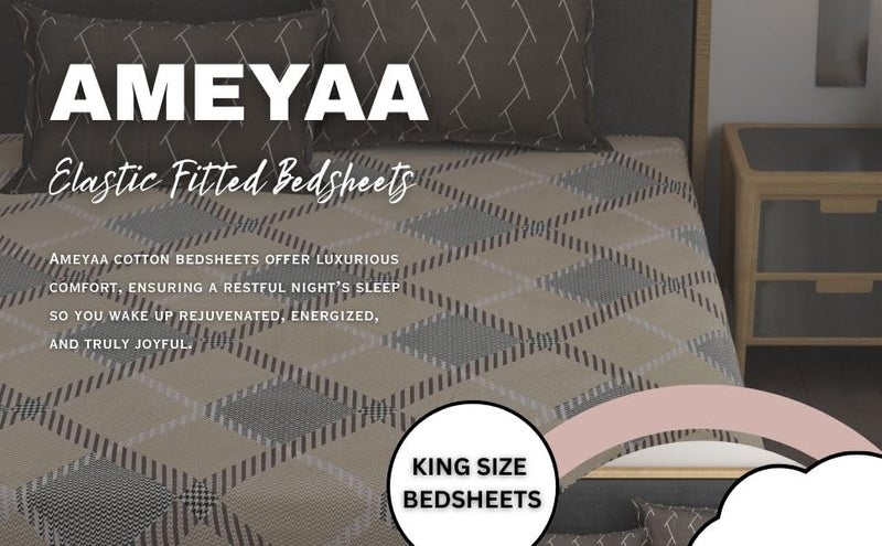 AMEYAA 320 TC Cotton Feel All Around Elastic Fitted Queen Size Bedsheets, Supersoft Elastic Fitted Double Bedsheet with 2 Pillow Covers, Size 60x78x8 Inches - Image 4