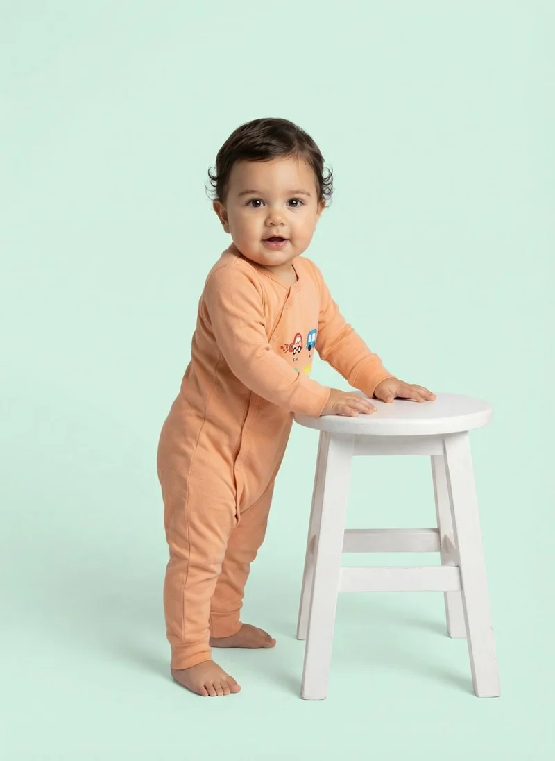 Nautinati  Nautinati Baby Boys' 100% Cotton Pack of 2 Vehicle Placement Print Sleepsuits for Men | Best Price UAE