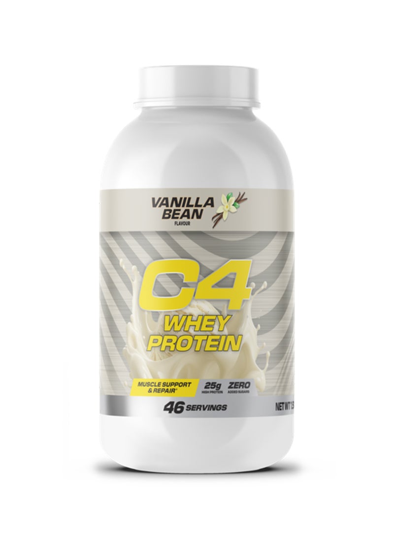 Cellucor C4 Whey Protein Powder – Vanilla Bean Flavor 25g Protein per Serving, 0g Added Sugar Whey Concentrate & Isolate Blend 46 Servings
