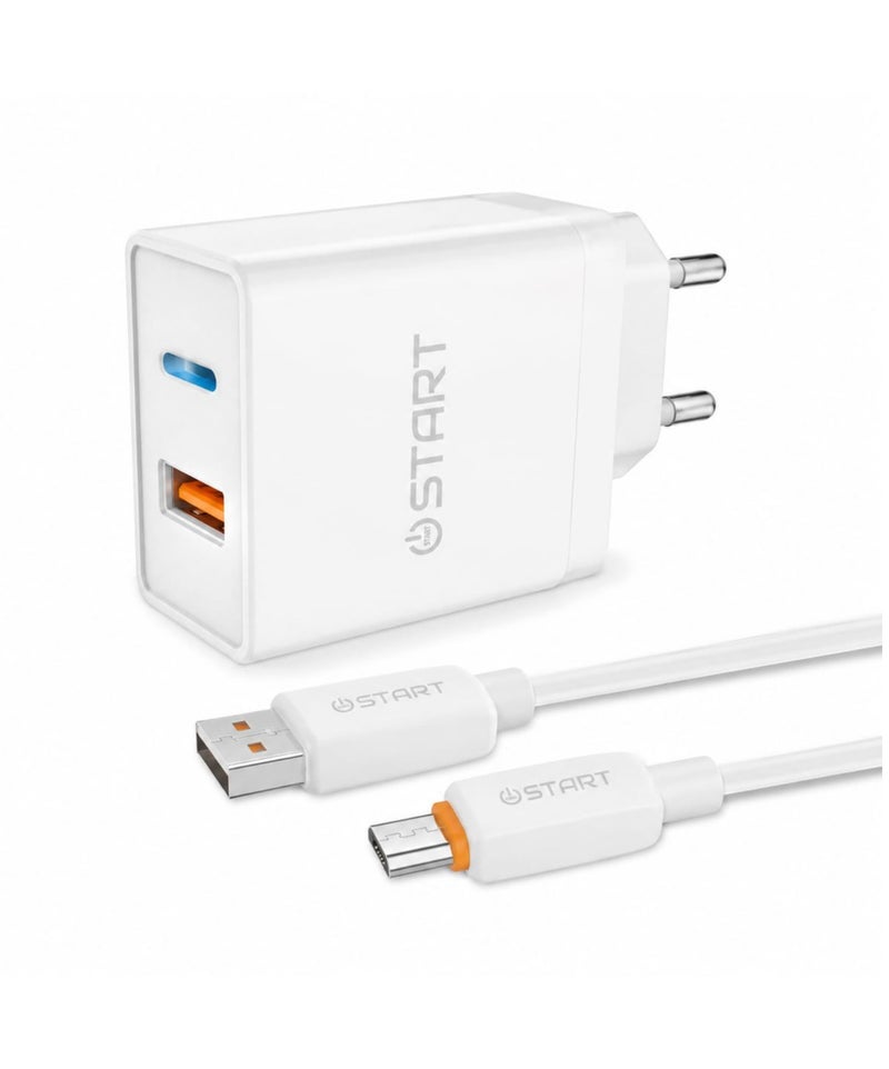 ST-104 Super Fast Wall Charger USB Power Adapter With Micro USB Cable QC 3.0 VOOC Fast Charging LED Light Dual USB Power Adapter For Smartphones