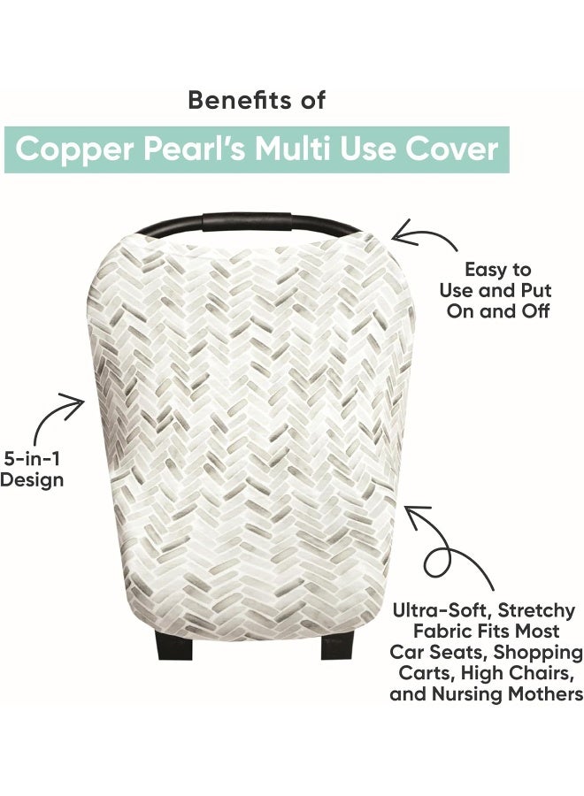Copper Pearl Copper Pearl Baby Car Seat Cover Canopy and Nursing Cover Multi-Use Stretchy 5 in 1 Gift 'Camel' - Image 2