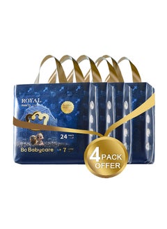 Babycare Babycare - Royal Baby Diaper Pants, Size 7 (17+ Kg), Super Mega Pack of 4 (96 Pieces), BPA-Free, Non-Toxic, Ultra-Absorbent, Leak-Proof, Pull-Up Style, Stretchy Waistband, Hypoallergenic, Soft and Breathable, Gentle on Skin, Comfortable Fit, Easy to Wear, Ideal for Big Toddlers, Day and Night Use, Durable Protection  - Image 1