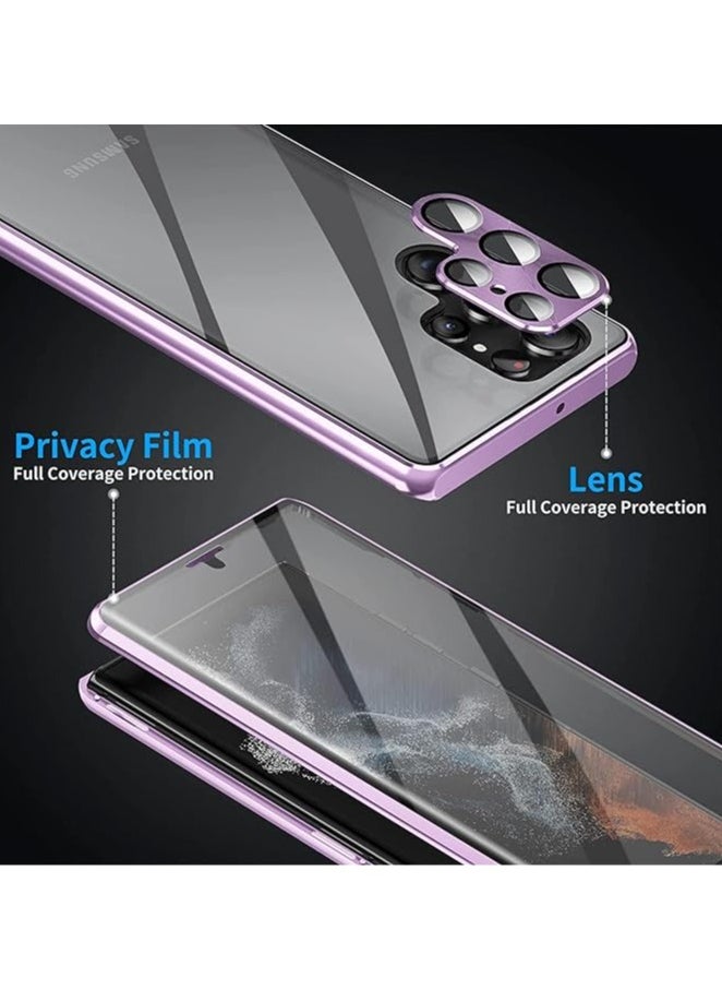 General Samsung Galaxy S22Ultra/S23Ultra/S24Ultra Phone Case, Ultra-Thin Magnetic Metal Shockproof Full Body Protection Front and Rear Phone Case with Clear Tempered Glass  - Image 2