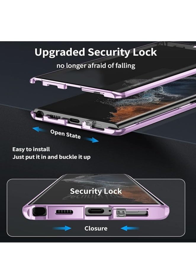 General Samsung Galaxy S22Ultra/S23Ultra/S24Ultra Phone Case, Ultra-Thin Magnetic Metal Shockproof Full Body Protection Front and Rear Phone Case with Clear Tempered Glass  - Image 3