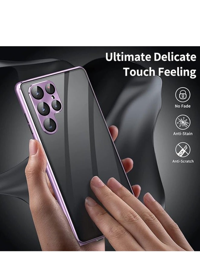 General Samsung Galaxy S22Ultra/S23Ultra/S24Ultra Phone Case, Ultra-Thin Magnetic Metal Shockproof Full Body Protection Front and Rear Phone Case with Clear Tempered Glass  - Image 4