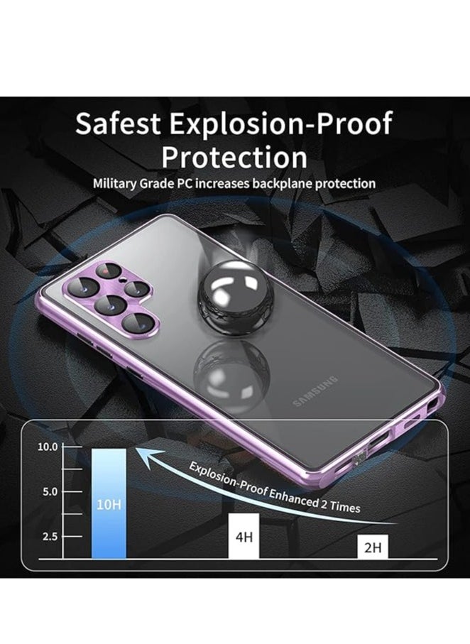General Samsung Galaxy S22Ultra/S23Ultra/S24Ultra Phone Case, Ultra-Thin Magnetic Metal Shockproof Full Body Protection Front and Rear Phone Case with Clear Tempered Glass  - Image 5