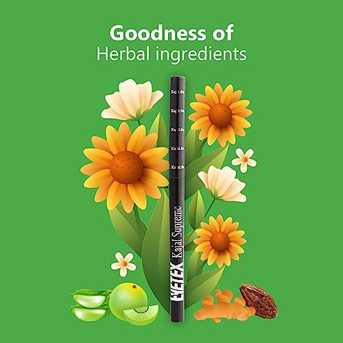Eyetex Kajal Supreme Twin Max Herbal, 0.7g, Matte Black, Water-resistant, Up to 8-hrs Stay, Irritation-free, With Natural Extracts & Oils - Image 3