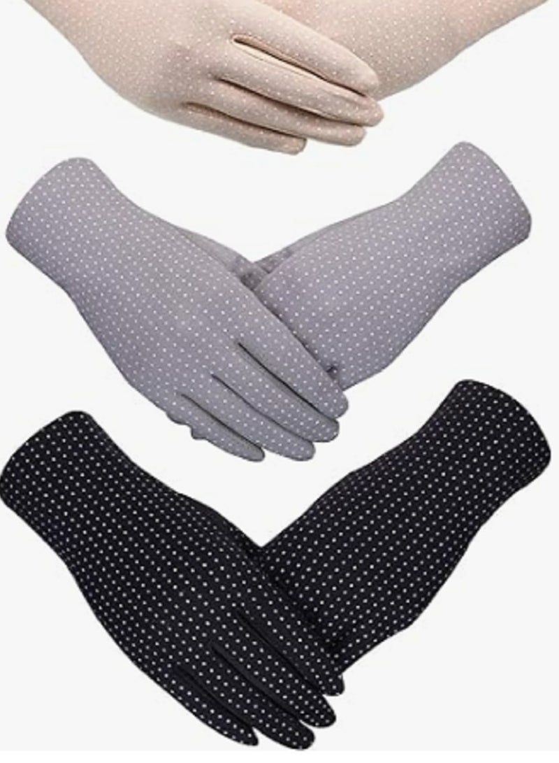 3 ازواج قفازات صيفية للحماية من الاشعة فوق البنفسجية ومضادة للانزلاق للقيادة، قفازات واقية من الشمس سريعة الجفاف للانشطة بالاماكن المفتوحة وركوب الدراجات والمشي لمسافات طويلة - Image 1