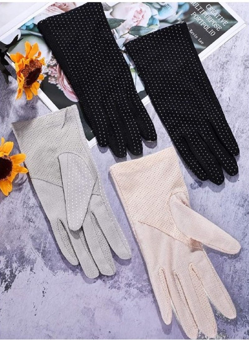 3 ازواج قفازات صيفية للحماية من الاشعة فوق البنفسجية ومضادة للانزلاق للقيادة، قفازات واقية من الشمس سريعة الجفاف للانشطة بالاماكن المفتوحة وركوب الدراجات والمشي لمسافات طويلة - Image 3