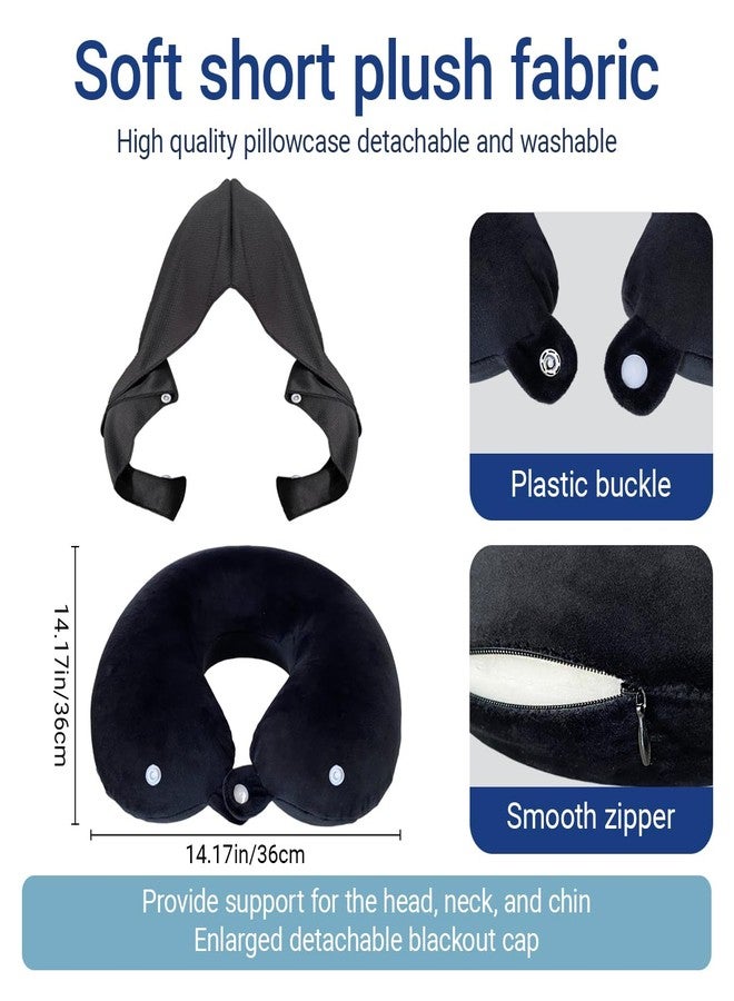 Frayot Travel Pillow with Removable Large Hood, Memory Foam Neck Pillow for Airplane, Car, Train Travel Sleeping & Rest, with Soft Cover (Black) - Image 3