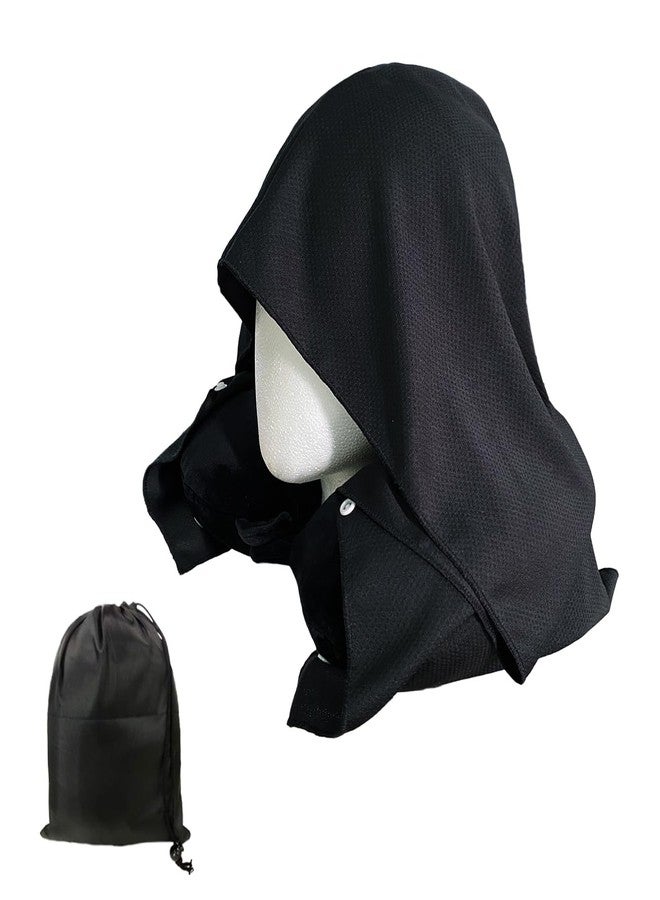 Frayot Travel Pillow with Removable Large Hood, Memory Foam Neck Pillow for Airplane, Car, Train Travel Sleeping & Rest, with Soft Cover (Black) - Image 1