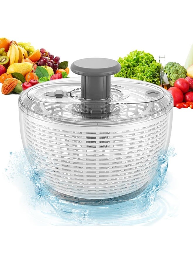 DUNISO 6L Salad Spinner with Bowl, Large Vegetable Fruit Clean Washer，Manual Lettuce Spinner & Dryer, ，Veggies Quick Drain Dryer，with Draining Basket，Anti Slip and Durable，Easy Operation, for Home Kitchen  - Image 1