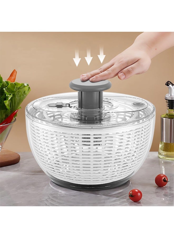 DUNISO 6L Salad Spinner with Bowl, Large Vegetable Fruit Clean Washer，Manual Lettuce Spinner & Dryer, ，Veggies Quick Drain Dryer，with Draining Basket，Anti Slip and Durable，Easy Operation, for Home Kitchen  - Image 2